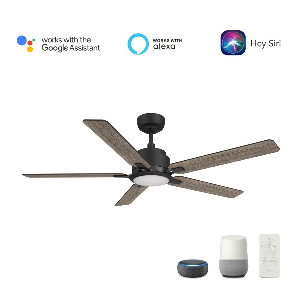 Carro USA VS605J-L12-BG-1 Espear 60-inch Smart Ceiling Fan with Romote, Light Kit Included, Works with Google Assistant, Amazon Alexa, and Siri Shortcuts in Black Finish